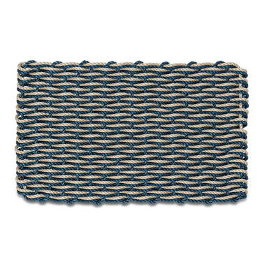 Lobster Rope Doormats, Outdoor Door Mats, Wicked Good Door Mats Made in Maine, Navy & Dark Tan Double Weave